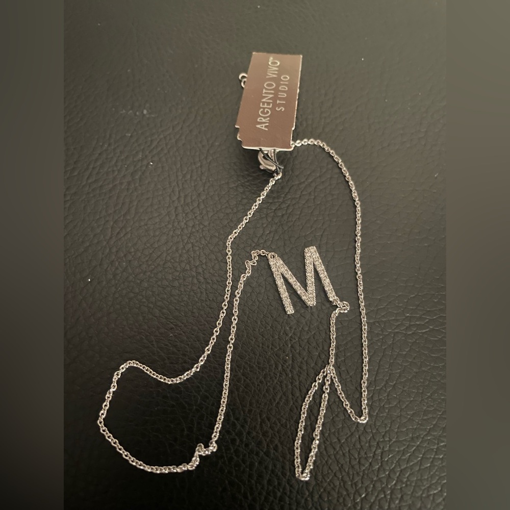 Argento Vivo Silver M-Shaped Necklace Minimalist Design New